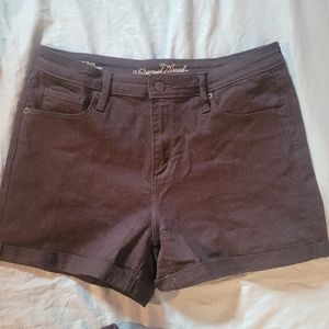 Black "High Rise Midi" Shorts